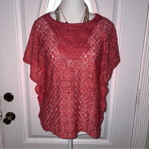 Vintage Embroidered Coral Lace Top